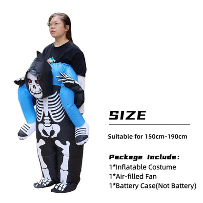 Skeleton Ghost Rider Costume Cosplay Halloween Inflatables - ChildAngle
