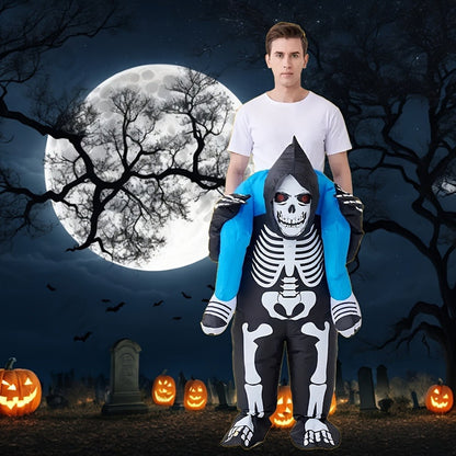 Skeleton Ghost Rider Costume Cosplay Halloween Inflatables - ChildAngle