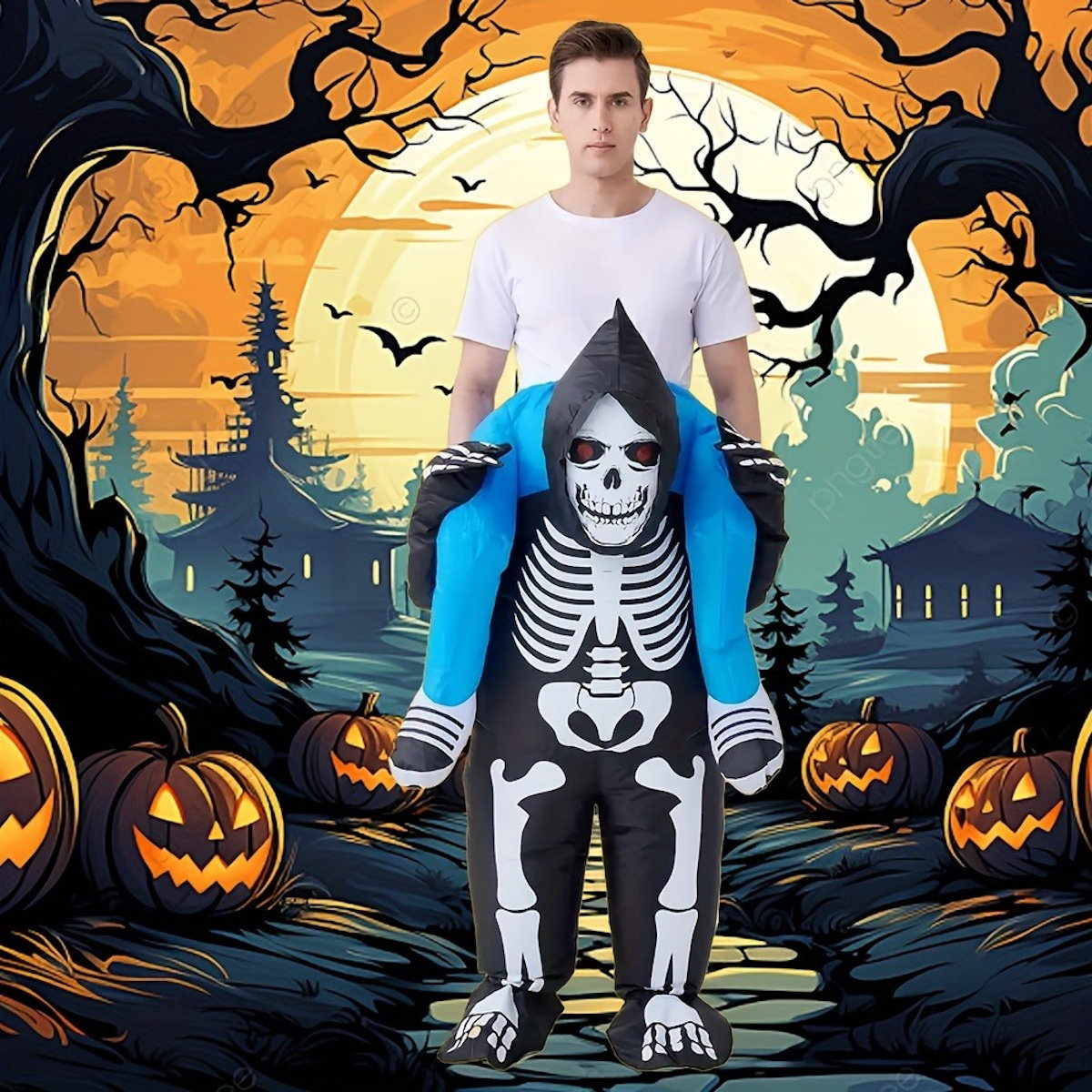 Grim Reaper Ghost Rider Costume Cosplay Halloween Inflatables