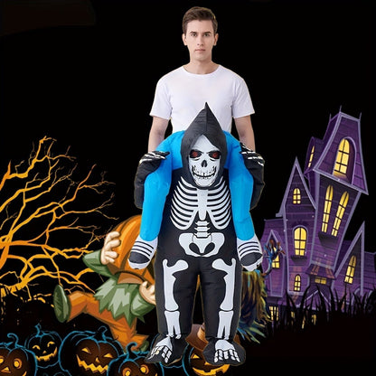 Skeleton Ghost Rider Costume Cosplay Halloween Inflatables - ChildAngle