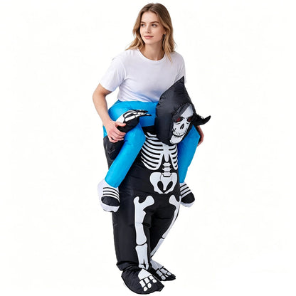 Skeleton Ghost Rider Costume Cosplay Halloween Inflatables - ChildAngle