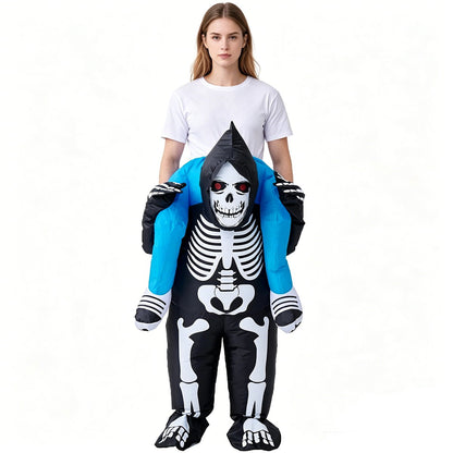 Skeleton Ghost Rider Costume Cosplay Halloween Inflatables - ChildAngle
