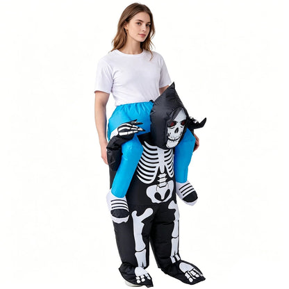 Skeleton Ghost Rider Costume Cosplay Halloween Inflatables - ChildAngle