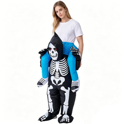 Skeleton Ghost Rider Costume Cosplay Halloween Inflatables - ChildAngle