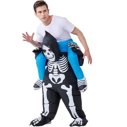 Skeleton Ghost Rider Costume Cosplay Halloween Inflatables - ChildAngle
