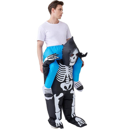 Skeleton Ghost Rider Costume Cosplay Halloween Inflatables - ChildAngle