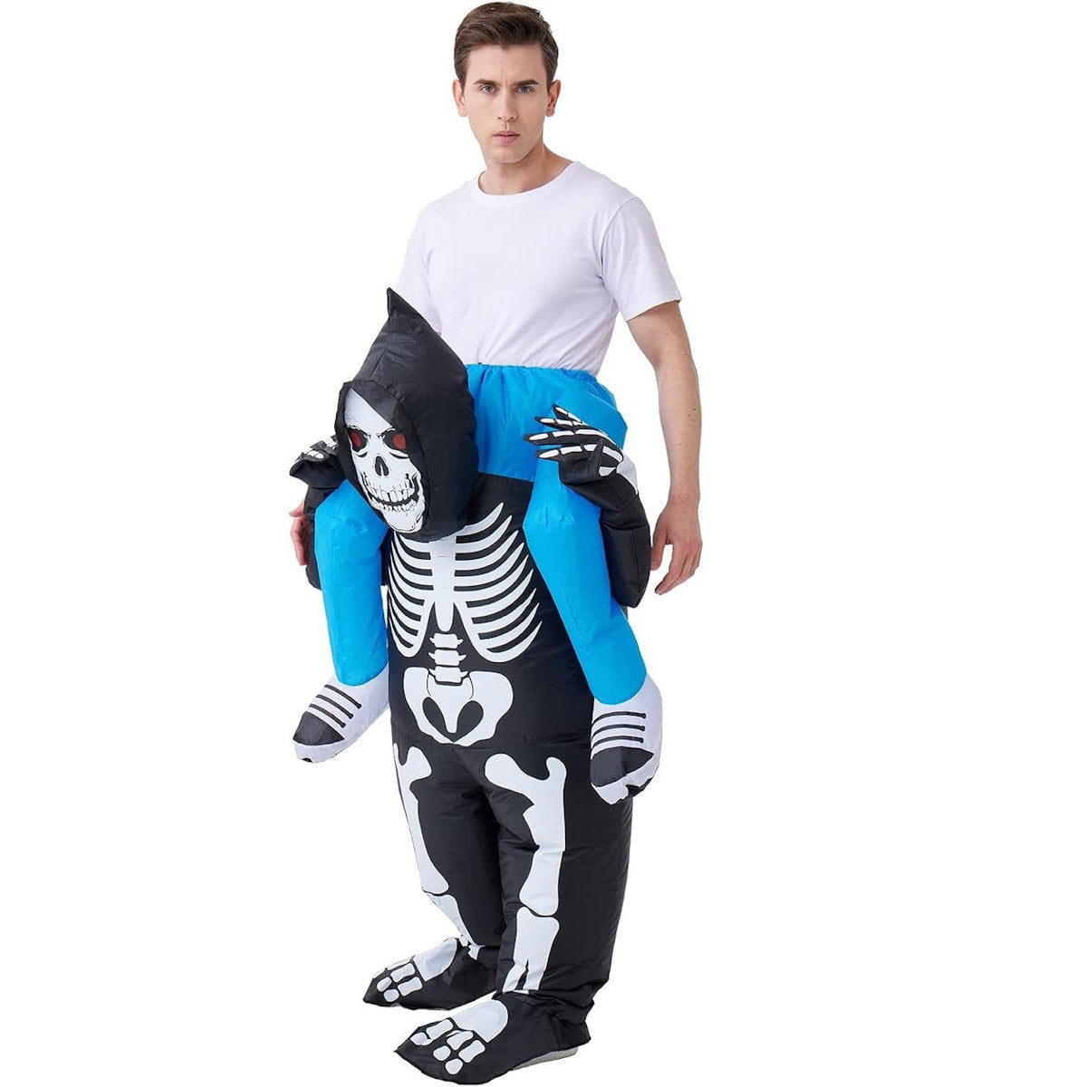 Skeleton Ghost Rider Costume Cosplay Halloween Inflatables - ChildAngle