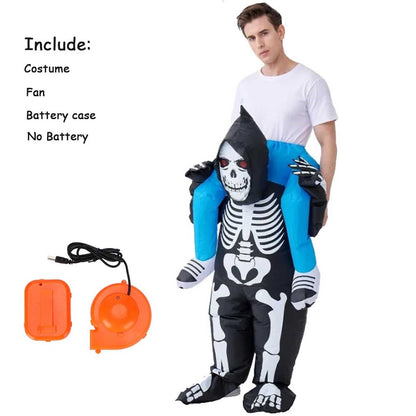 Skeleton Ghost Rider Costume Cosplay Halloween Inflatables - ChildAngle