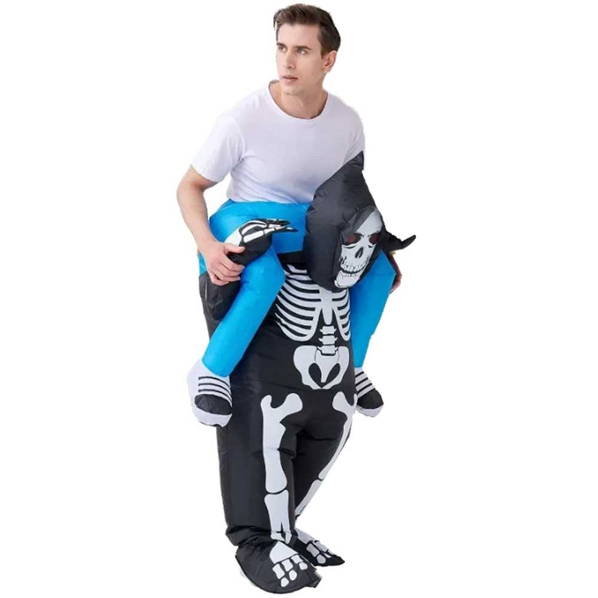 Skeleton Ghost Rider Costume Cosplay Halloween Inflatables - ChildAngle