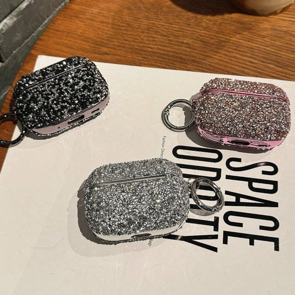 Silver glittery AirPods case - ChildAngle