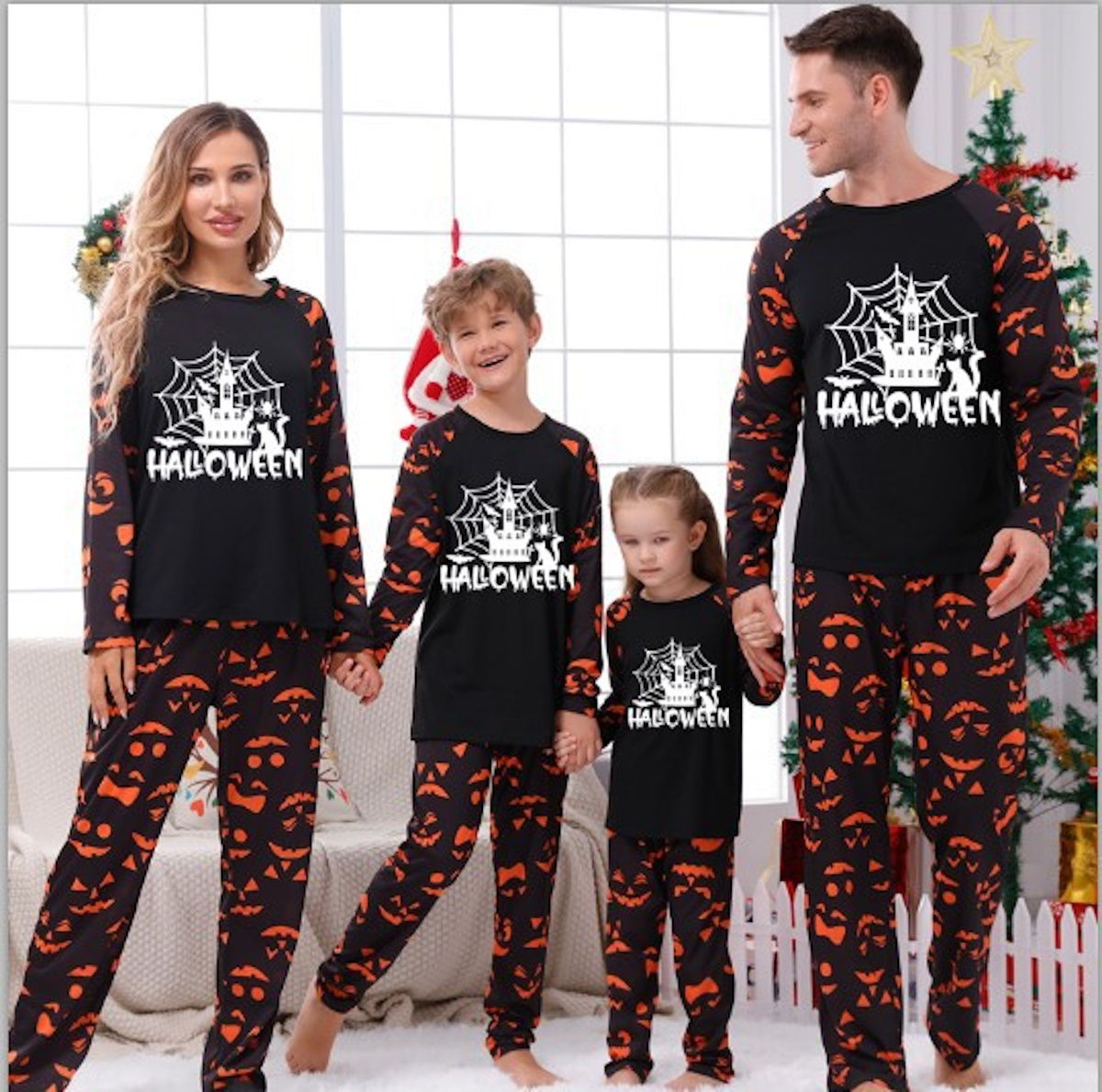 Glow in the Dark Family Matching Pajama Halloween Trick or Treat Spiderweb - ChildAngle