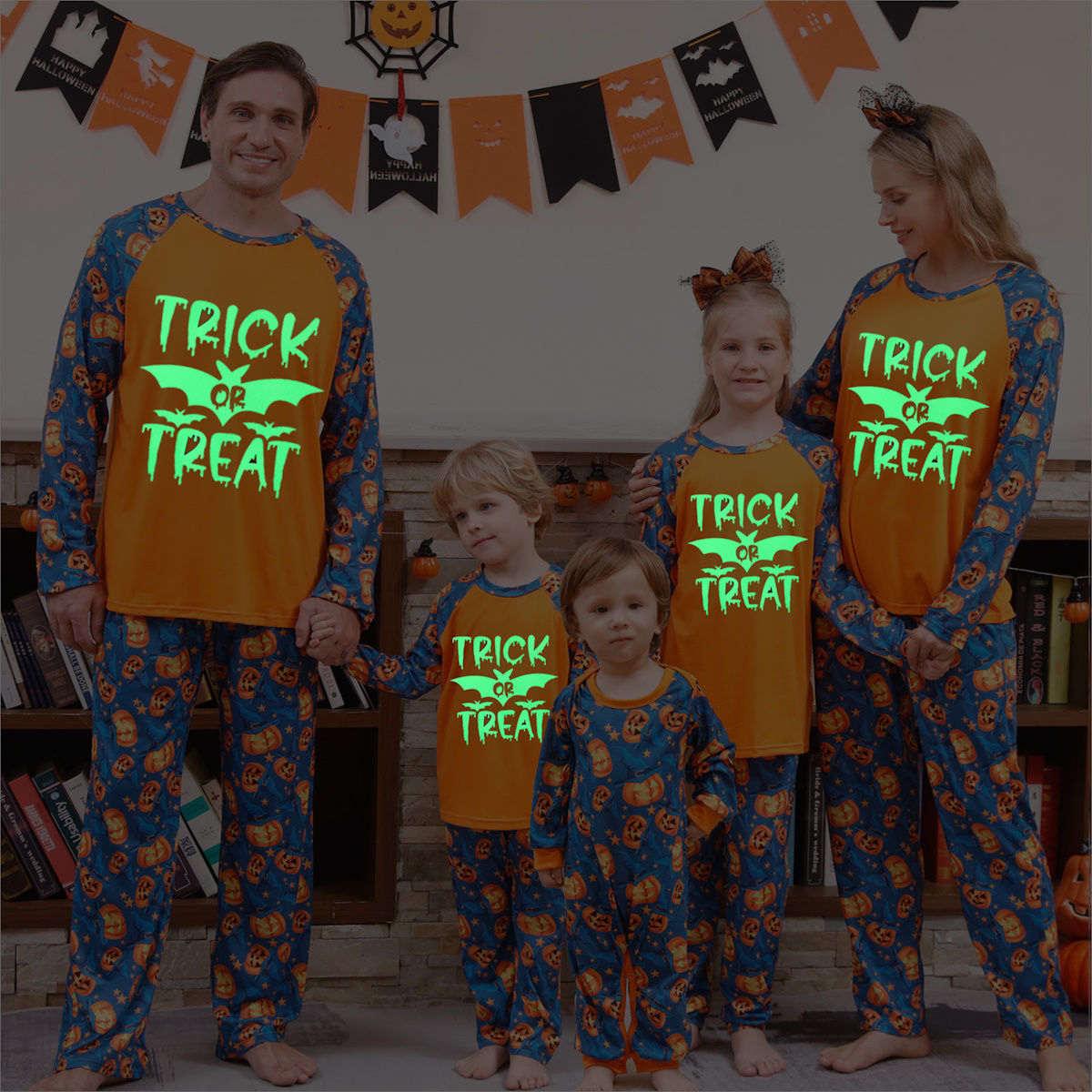 Glow in the Dark Family Matching Pajama Halloween Trick or Treat Spiderweb - ChildAngle