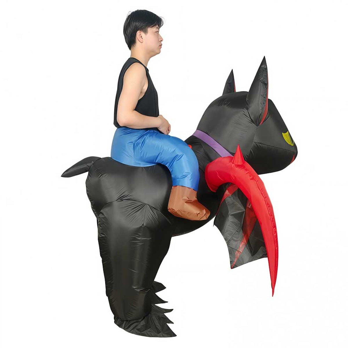 Rider Teens and Adults Inflatable Monster Black Cat Costumes Halloween Blowup Costumes - ChildAngle
