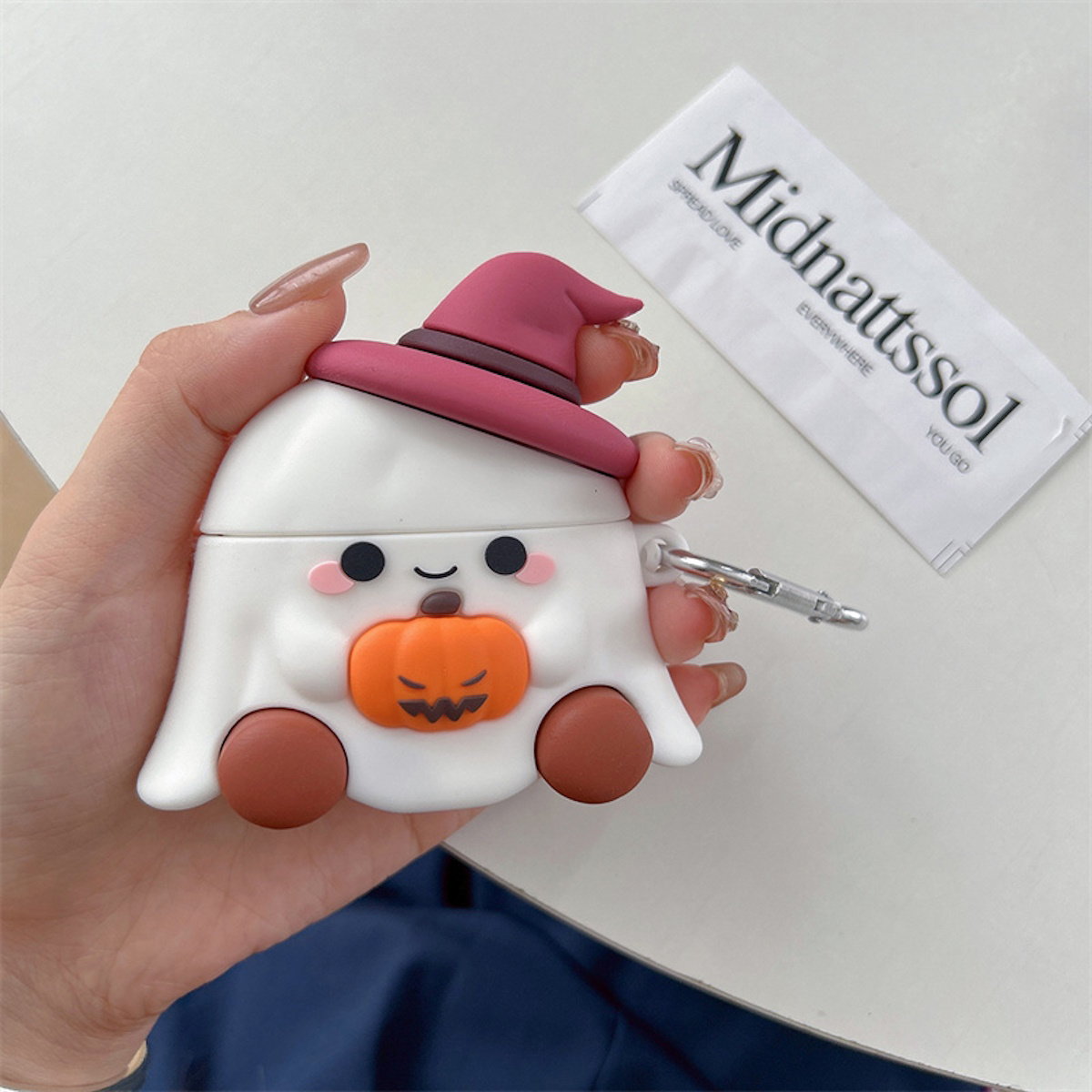 AirPods Pro 3 AirPods 5 Halloween Ghost AirPods Case with Pumpkin and Witch Hat - ChildAngle