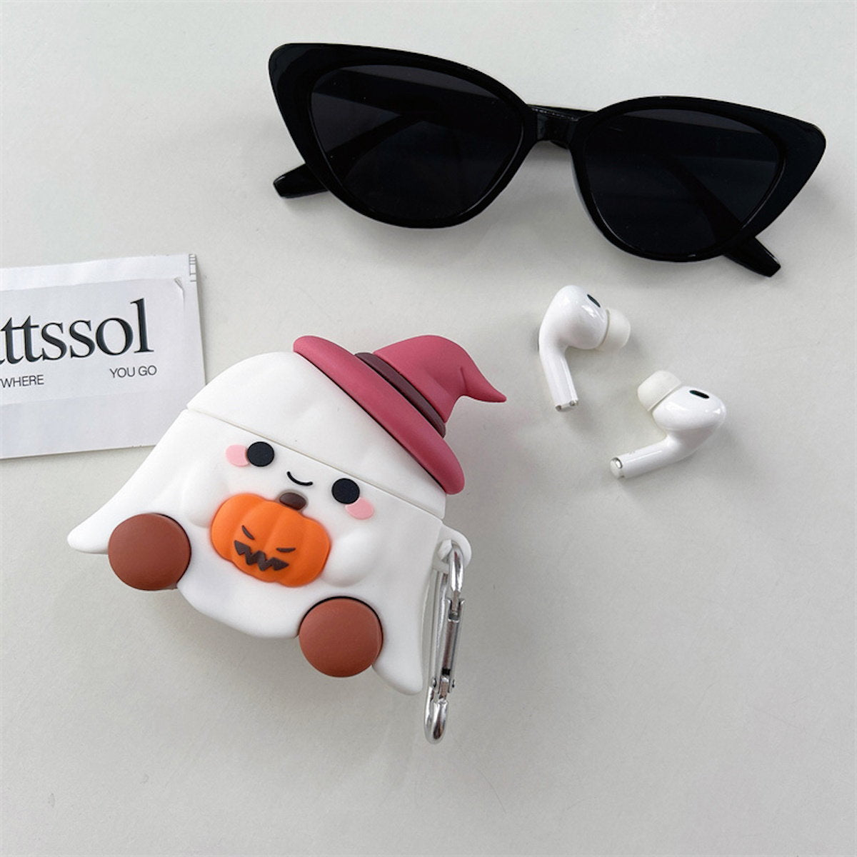 AirPods Pro 3 AirPods 5 Halloween Ghost AirPods Case with Pumpkin and Witch Hat - ChildAngle