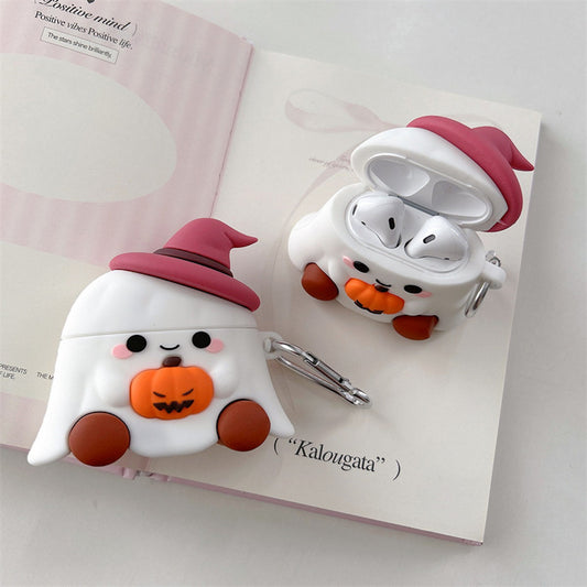 AirPods Pro 3 AirPods 5 Halloween Ghost AirPods Case with Pumpkin and Witch Hat - ChildAngle