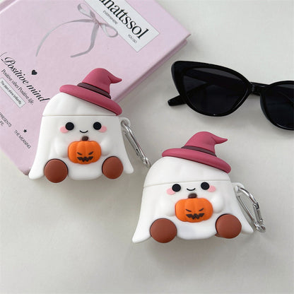AirPods Pro 3 AirPods 5 Halloween Ghost AirPods Case with Pumpkin and Witch Hat - ChildAngle