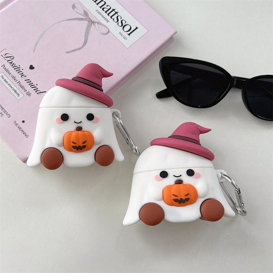 AirPods Pro 3 AirPods 5 Halloween Ghost AirPods Case with Pumpkin and Witch Hat - ChildAngle