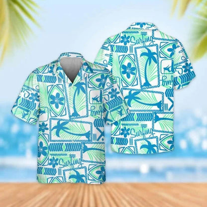 Blue Coconut Tree Pattern Family Matching Shirts for Beach - ChildAngle
