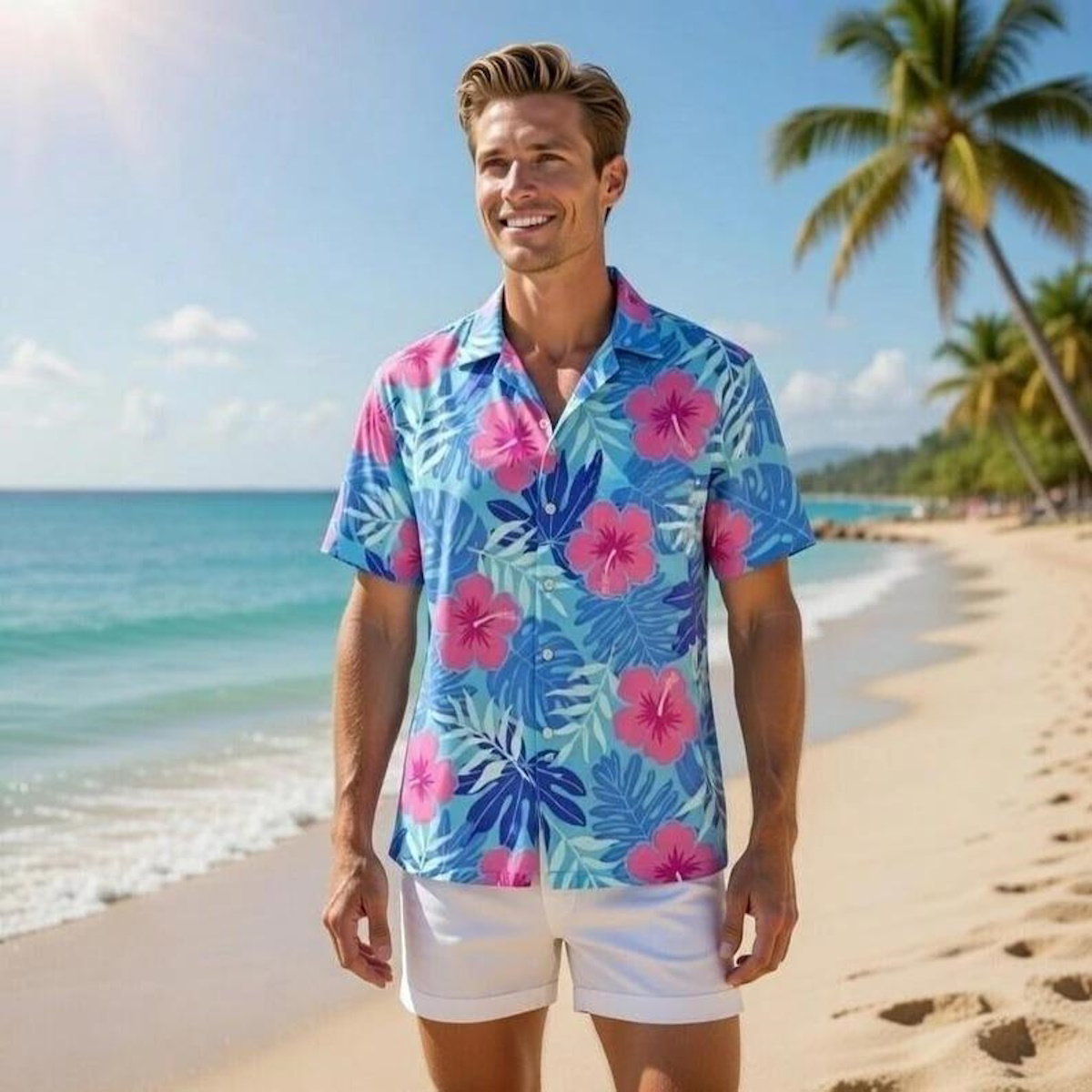 Blue Flower Beach Family Matching Shirts - ChildAngle