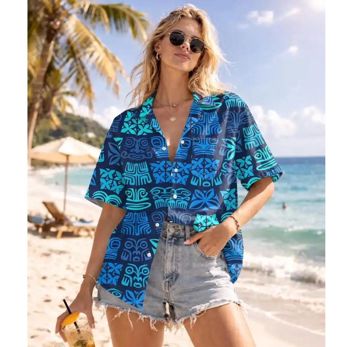 Blue Coconut Tree Surf Palm Tree Family Matching Shirts - ChildAngle