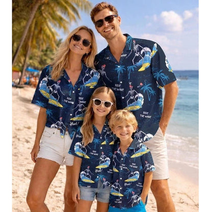 Blue Coconut Tree Surf Palm Tree Family Matching Shirts - ChildAngle