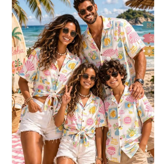 Sea Pattern Coral Reef Shell Family Matching Shirts - ChildAngle
