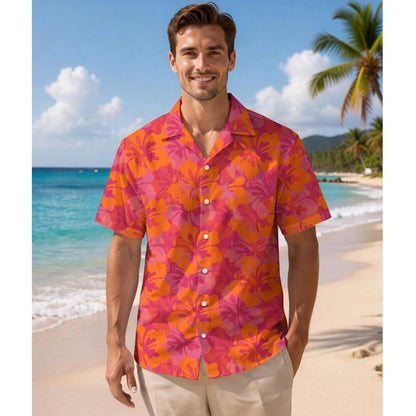Red Tropical Flower Family Matching Shirts - ChildAngle