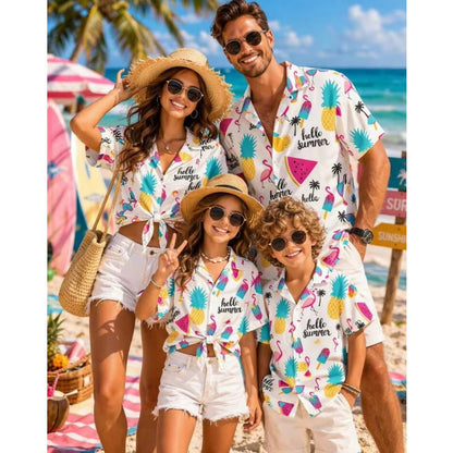 Tropical Fruits Family Matching Shirts Pineapple Watermelon Banana Grapes Beer - ChildAngle