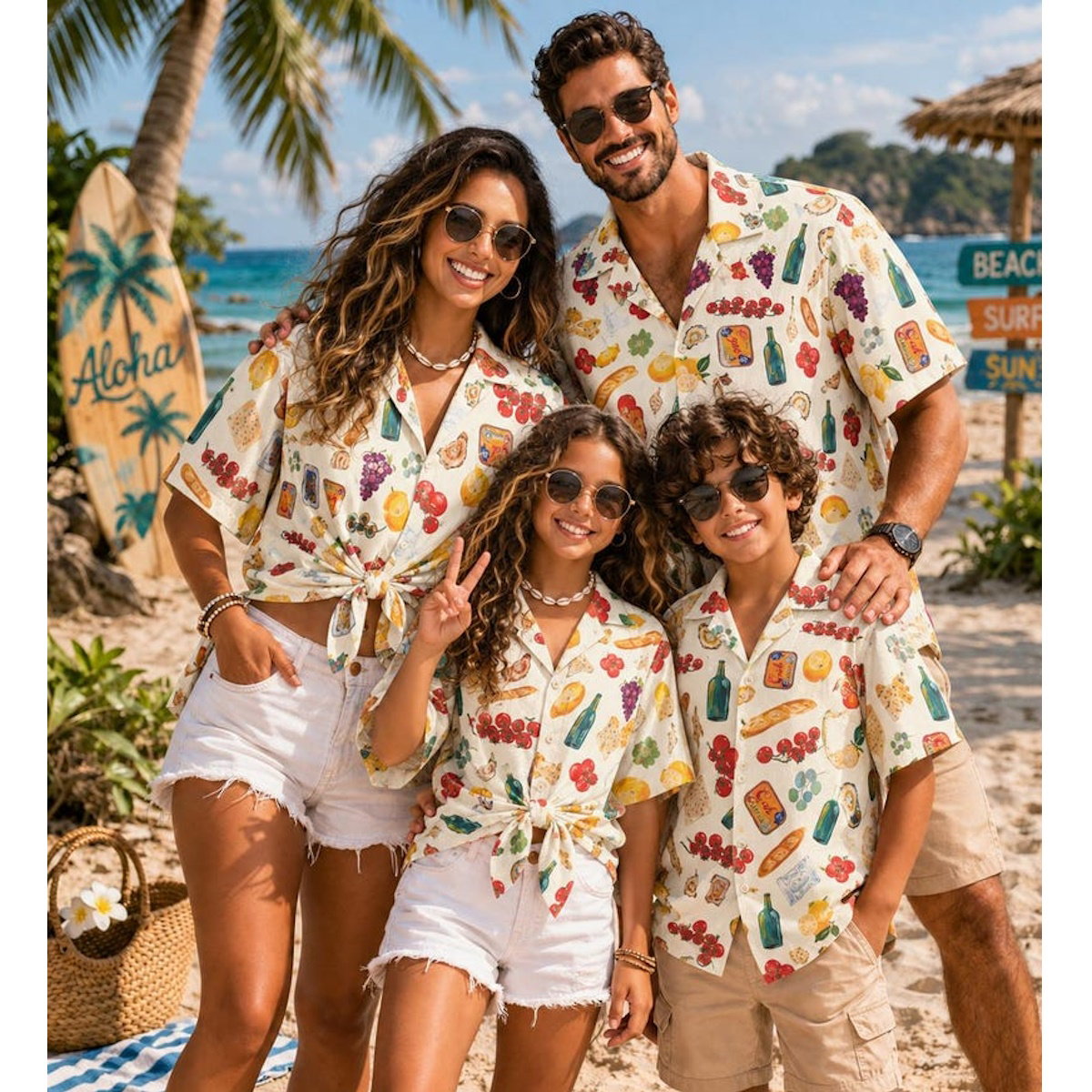 Tropical Fruits Family Matching Shirts Pineapple Watermelon Banana Grapes Beer - ChildAngle