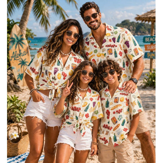 Tropical Fruits Family Matching Shirts Pineapple Watermelon Banana Grapes Beer - ChildAngle