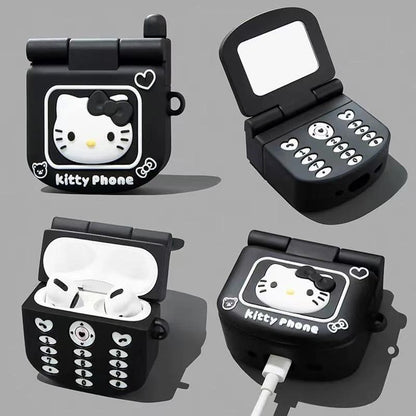 AirPods Pro 3 AirPod 4 Hello Kitty AirPod Case Cartoon Flip Phone Portable Mirror - ChildAngle