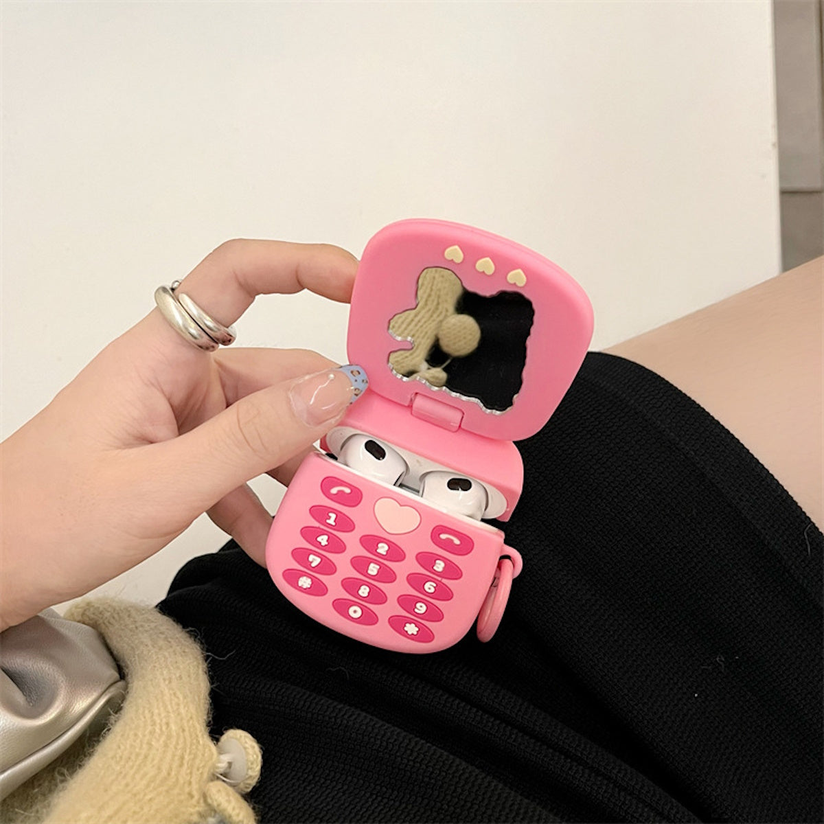 AirPods Pro 3 AirPod 4 Hello Kitty AirPod Case Cartoon Flip Phone Portable Mirror - ChildAngle