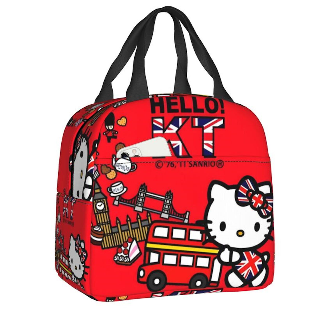 Hello Kitty Lunch Bag Portable Insulated Tote for Girls - ChildAngle