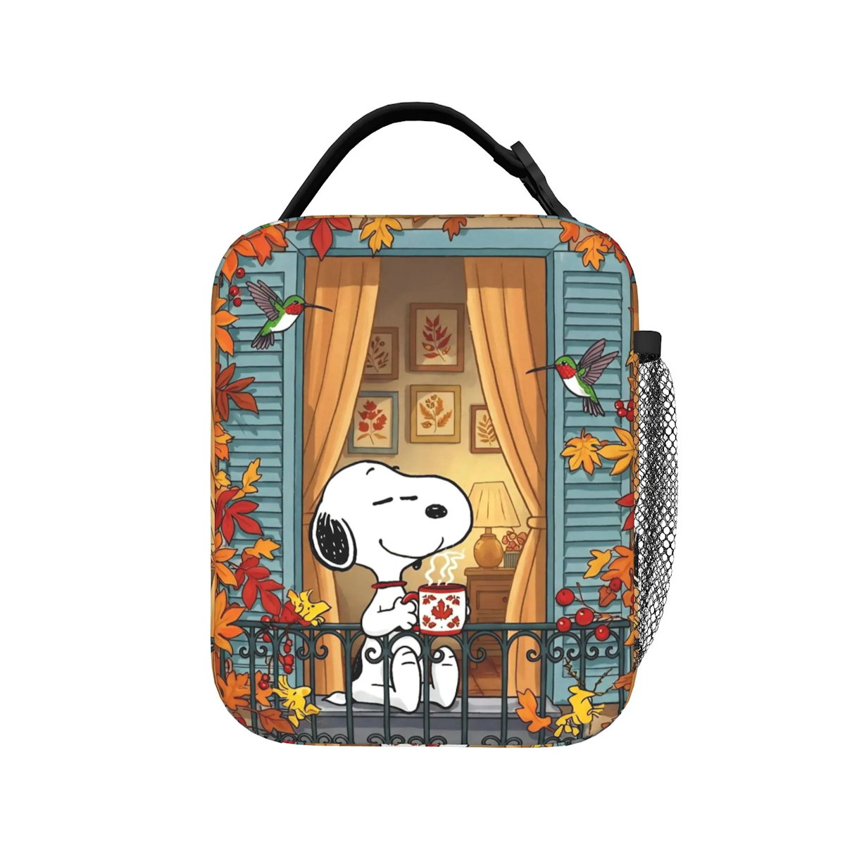 Holiday Easter Halloween Snoopy Lunch Bag Tote with Side Mesh Pocket - ChildAngle