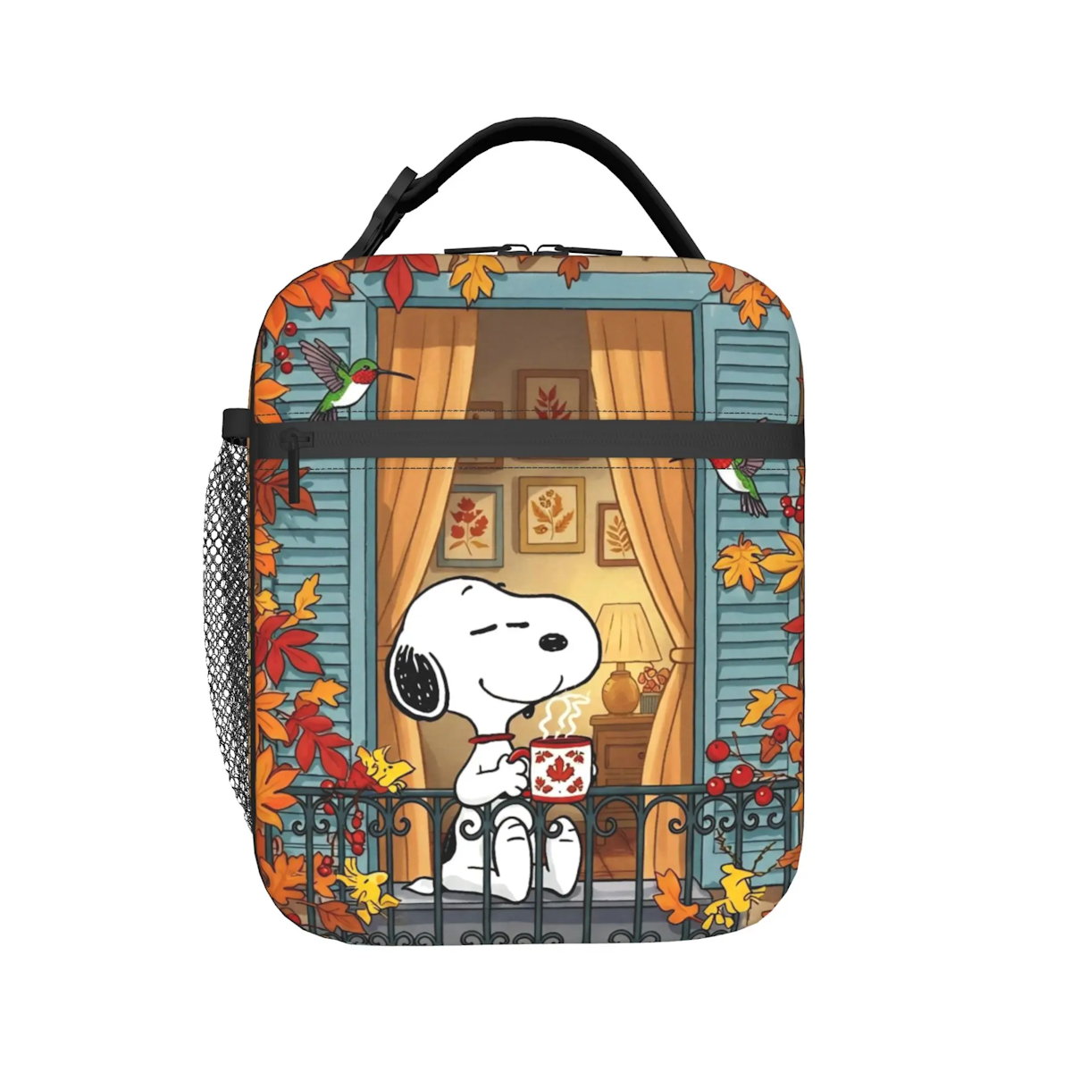 Holiday Easter Halloween Snoopy Lunch Bag Tote with Side Mesh Pocket - ChildAngle