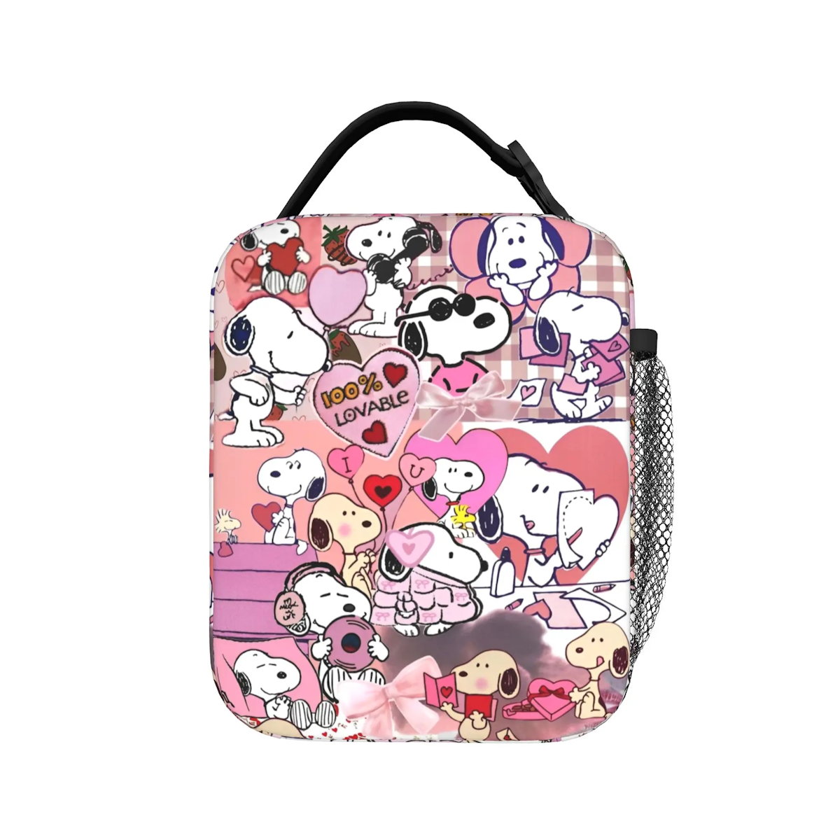 Holiday Easter Halloween Snoopy Lunch Bag Tote with Side Mesh Pocket - ChildAngle