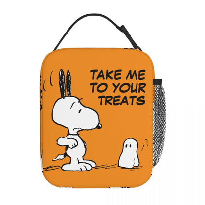 Holiday Easter Halloween Snoopy Lunch Bag Tote with Side Mesh Pocket - ChildAngle