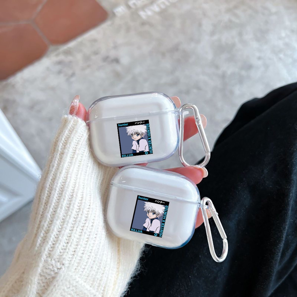 Clear AirPods cases with Hunter Hunter anime character Killua Satoru AirPods Case