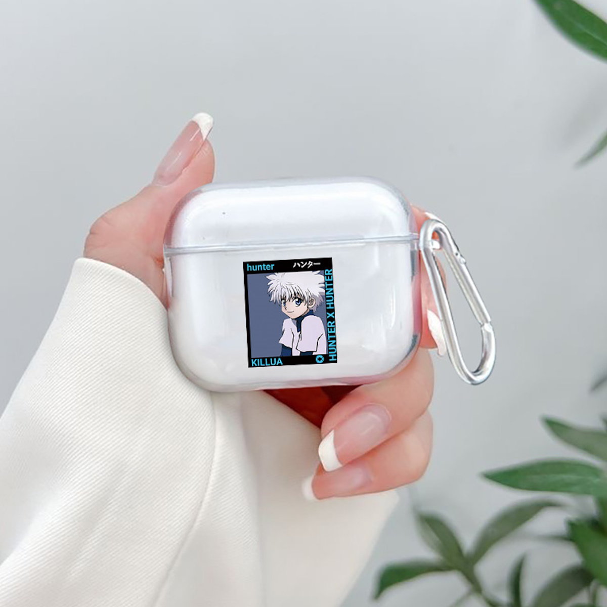 Clear AirPods cases with Hunter Hunter anime character Killua Satoru AirPods Case