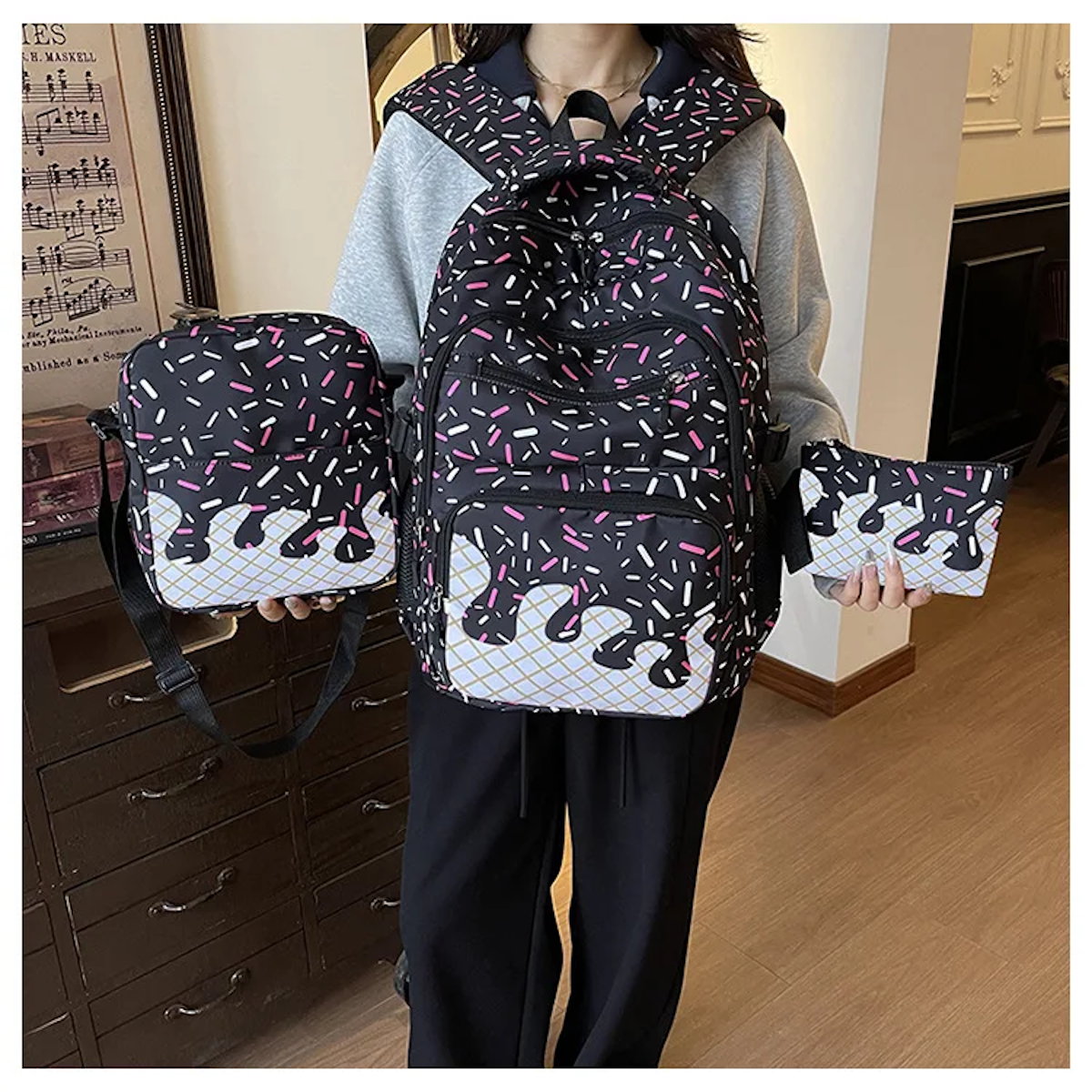 3PCS Ice Cream Backpack and Lunchbox Pencil Case Set - ChildAngle
