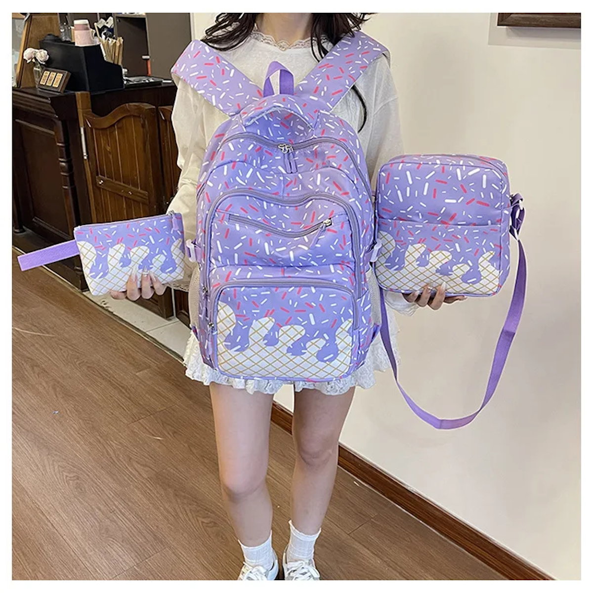 3PCS Ice Cream Backpack and Lunchbox Pencil Case Set - ChildAngle