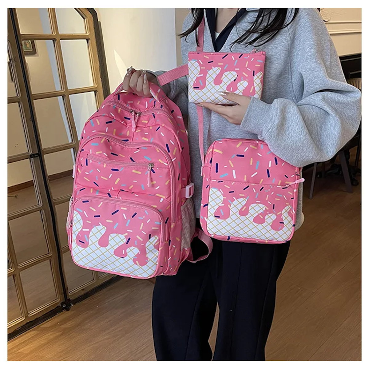 3PCS Ice Cream Backpack and Lunchbox Pencil Case Set - ChildAngle