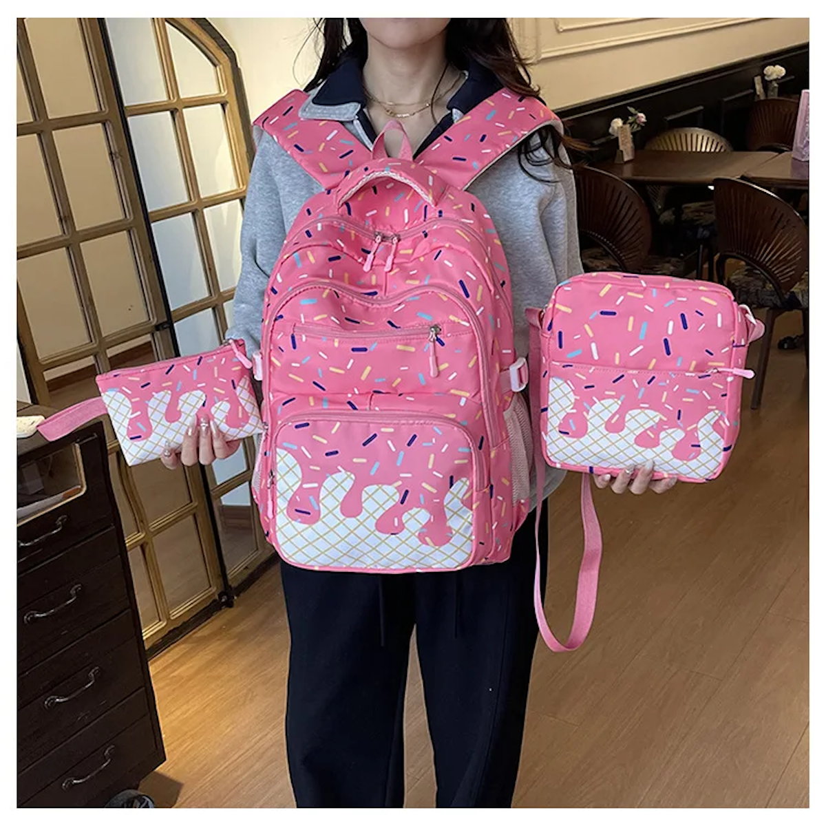 3PCS Ice Cream Backpack and Lunchbox Pencil Case Set - ChildAngle