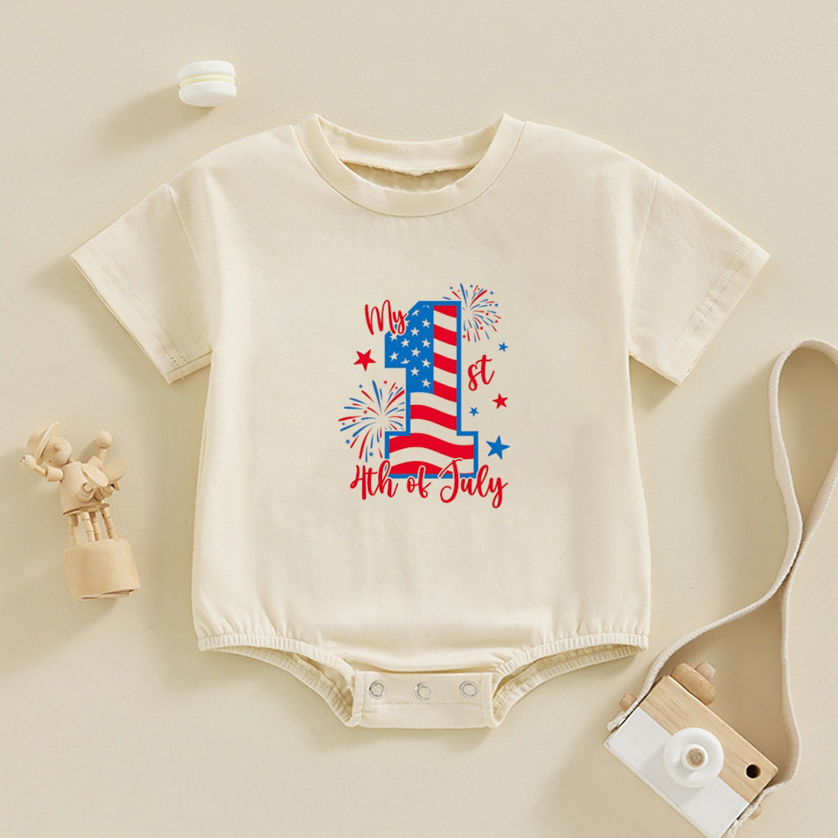 Baby onesie with 4th of July design Two baby rompers with 'My 1st Fourth of July' text - ChildAngle Infant 4th of July Outfits