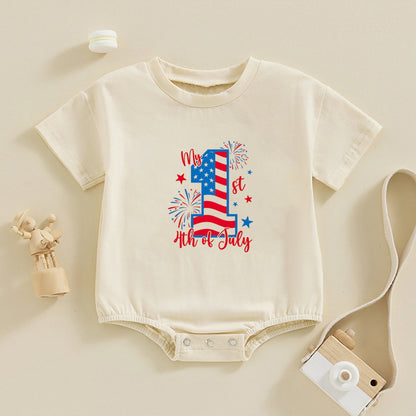 Baby onesie with 4th of July design Two baby rompers with 'My 1st Fourth of July' text - ChildAngle Infant 4th of July Outfits