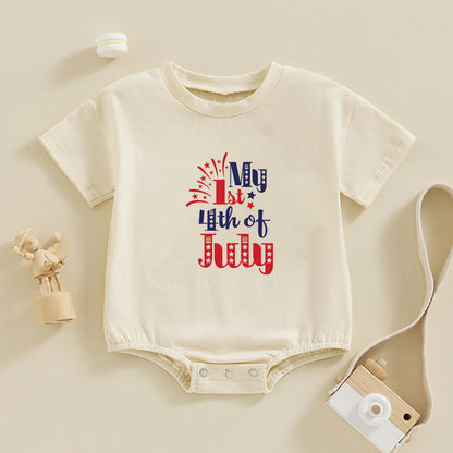 Baby rompers with 'My 1st Fourth of July' text - ChildAngle Infant 4th of July Outfits