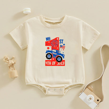 Two baby rompers with 'My 1st Fourth of July' text - ChildAngle Infant 4th of July Outfits