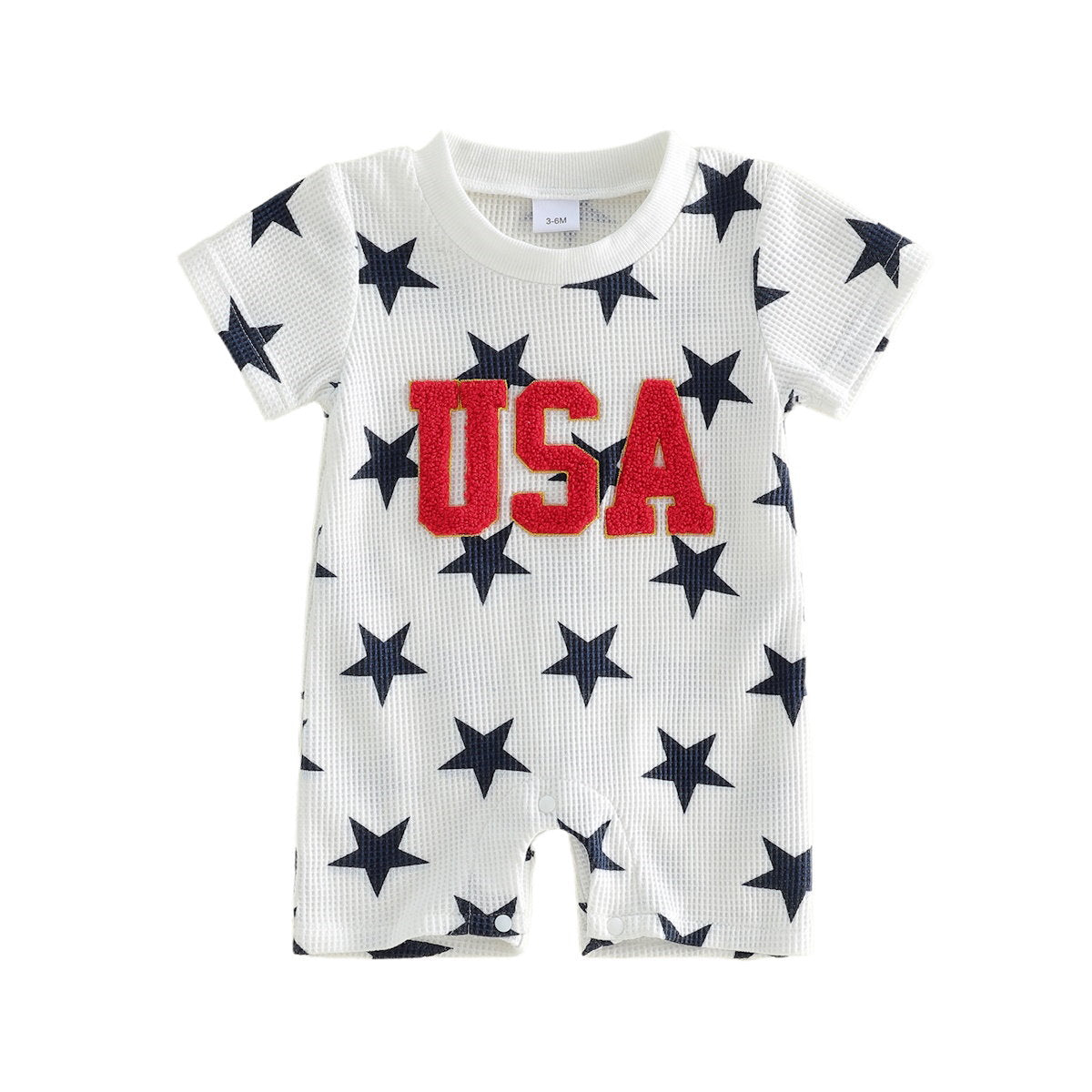 Ribbed Infant 4th of July Baby Romper Allover Star USA Letter Print Clothes - ChildAngle