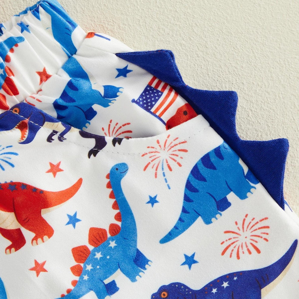 Dinosaur Carrying American Flag Infant Boys Dinosaur 4th of July Outfits - ChildAngle
